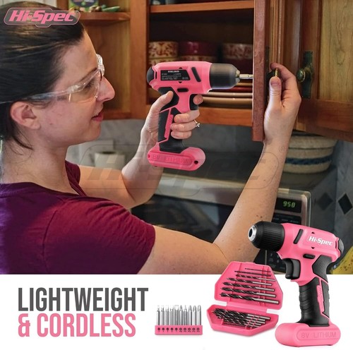 57Pc Pink 8V USB Electric Drill Driver & Household Tool Kit Set with Variable Sp - Picture 3 of 7