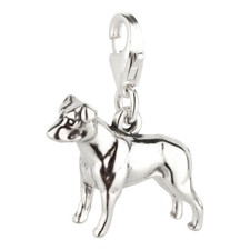 Charm/Ciondolo Cane Pitbull 4 con Chiusura a Moschettone in Argento Sterling 925