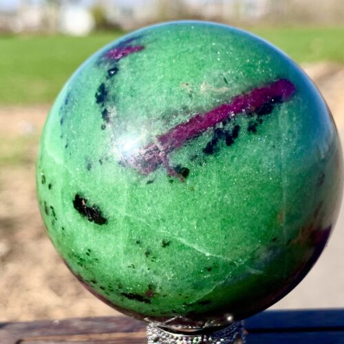 420G Natural green Ruby zoisite (anylite) crystal sample Healing ball - Picture 19 of 20