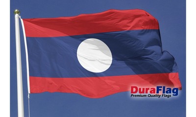 Laos Dura Flagge 5 x 3 Fuß - strapazierfähig langlebig mit Clips und Haken