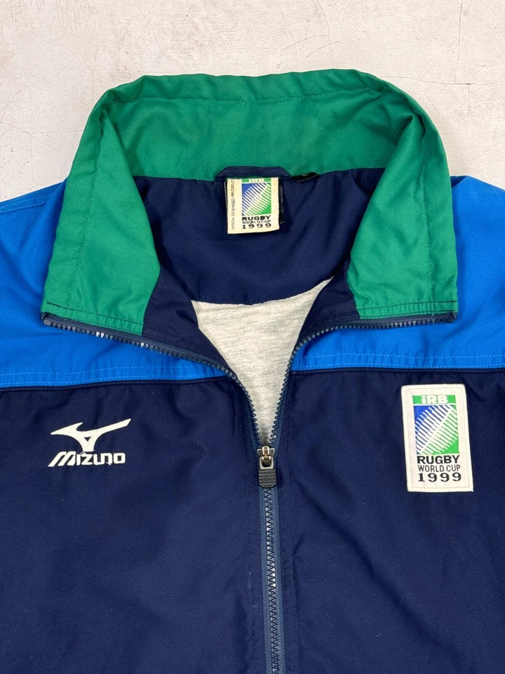 Vintage Mizuno Track Jacket IRB 1999 Rugby World Cup Navy Blue size Large - Image 2 of 4