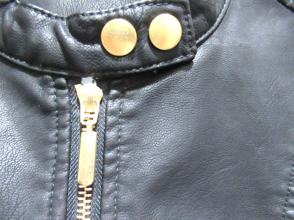 Chaqueta corta de motociclista Baccini talla grande de cuero sintético negro Foto 4 de 4