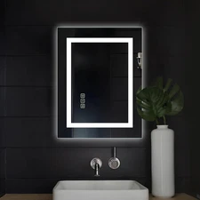 16X20 Inch LED Bathroom Mirror Frameless Vanity Mirror with Lights Backlit and F