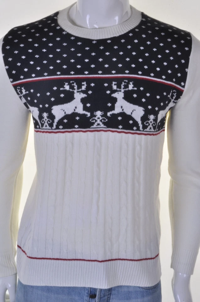Run and Fly Vintage Noël Renne Pull M/L/XL Flocon Nordique Islandais BNWT - Photo 4/4