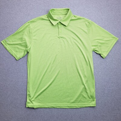 Black Clover Polo Shirt Large Golf Tech Performance Green Stripe Live Lucky Mens