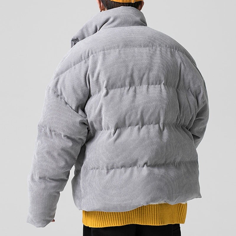 Men Corduroy Puffer Jacket Quilted Padded Coat Winter Warm Men Corduroy Puffer Jacket Quilted Padded Coat Winter Warm