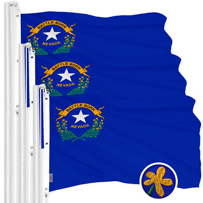 G128 3 Pack Nevada NV State Flag 5x8 Ft ToughWeave Embroidered 600D Polyester