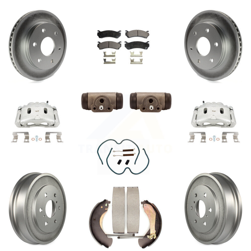 Front and Rear Brake Caliper Rotor Drum Semi-Metallic Pad Shoe Cylinder Kit for Optimal Braking Performance
