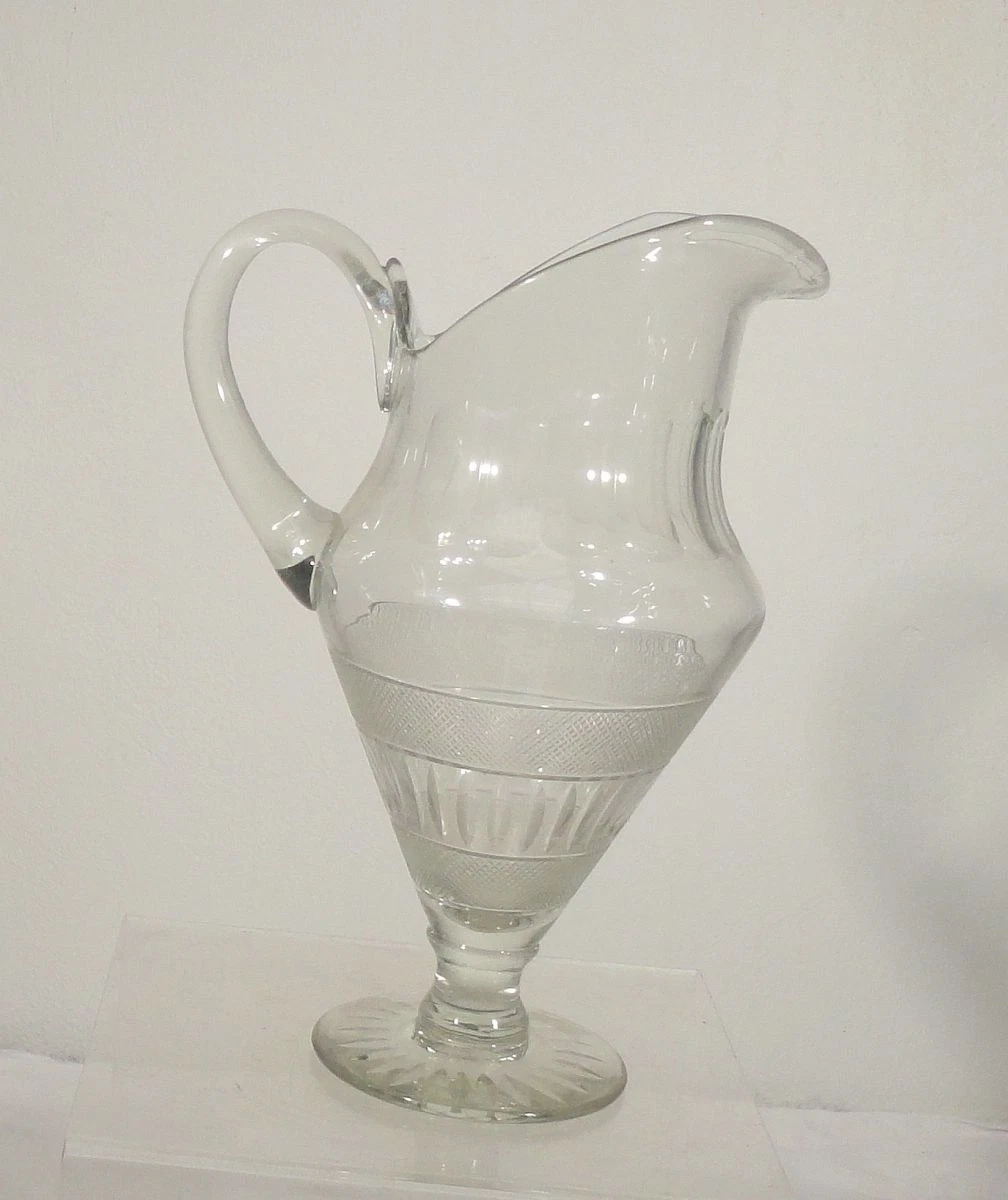Antique Pressed Glass Pitcher Molded Early American European