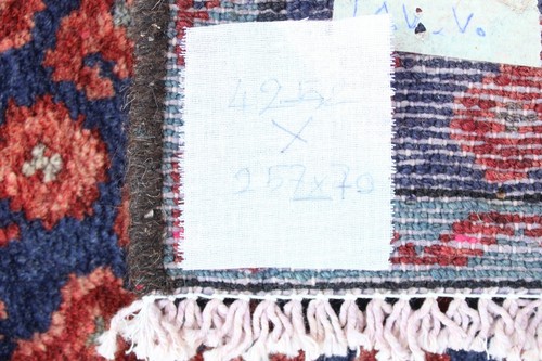 Vintage Hand Made Traditional Oriental Wool Faded Navy Blue Long Runner 257x70cm - Picture 12 of 12