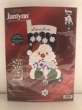 Janlynn Santa's Snowflake Collection Felt Appliqu  Christmas Stocking 18" 2004