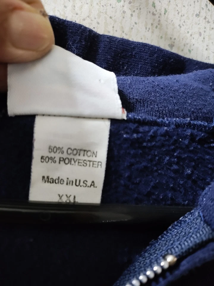Sudadera con Capucha Wrangler Vintage Unisex XXL Cremallera Sólida Azul Marino Hecha en EE. UU. Limpia Foto 4 de 4