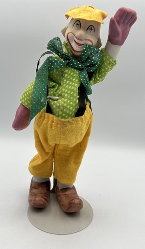 Porcelain Clown 9” With Stand Face Hand & Shoes Are Porcelain Free Shipping