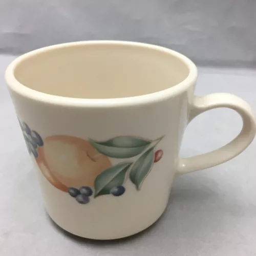 Corning Abundance Coffee Cup Mug Fruit Design Blue Red Green Orange Vintage USA