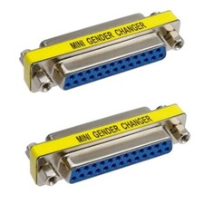 2 Pcs 25-Pin DB25 Serial D-Sub Female to Female Adapter Gender Changer Coupler