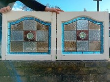 Two leaded roundel stained glass windows. A1626b.