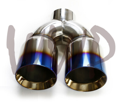 Universal Stainless Weld-On Dual Tip 3'' Single Inlet x 4'' x 9'' Length Burnt Tip