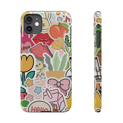 Vibrant Slim Phone Cases, Cute Aesthetic Tech Accessories, Aesthetic, Sticker