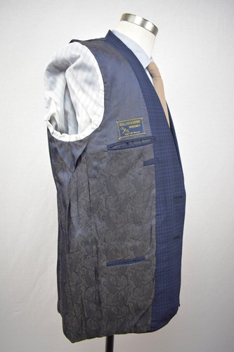 Holland & Sherry Dragonfly Blue/Black Check Super 150's Wool Sport Coat Sz: 44S - Picture 11 of 11