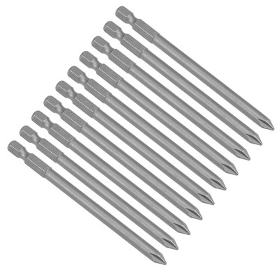 10 Pcs 1/4 Shank 100mm Length 6mm Phillips PH1 Magnetic S2 Screwdriver Bits