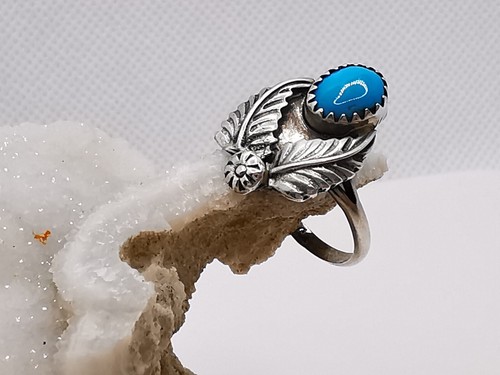 Ladies Ring Turquoise Gemstone Sterling Silver Native American Ring Handmade