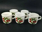 Vintage McCoy Pottery Strawberry Coffee Mugs Tea Cups #286 USA Made Set of 5