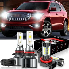 For GMC Acadia 2013-2019 6500K 4pcs LED Headlight High/Low+Fog Light Bulbs Combo