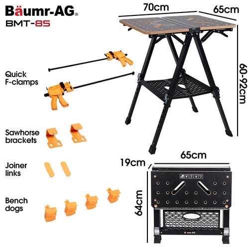 BAUMR-AG Portable Multifunction Workbench Work Table Sawhorse Height Adjustable - Picture 11 of 12