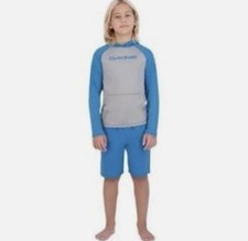 Dakine Boys 2-piece Swim Set Blue Gray Rash Guard UPF 30 Medium- 14/16NWT