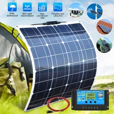 100W Flexible Solar Panel w/ Controller 12V for Caravan RV Boat Camper Van Shed