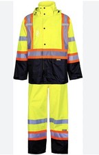 HOLMES HI-VIS YELLOW POLYESTER RAINSUIT, 150D, REFLECTIVE, SEAM SEALED, Medium