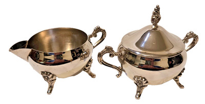 Vintage Silverplate Sugar Bowl & Creamer - International Silver - Victorian
