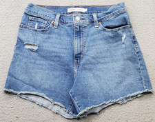 Levi's Vintage Original Shorts Womens 6 Blue Denim Stretch Distressed Frayed Hem
