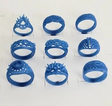 Lot Of 9 Wax  Assorted Rings. Wax Patterns For Lost Wax Casting 25-112