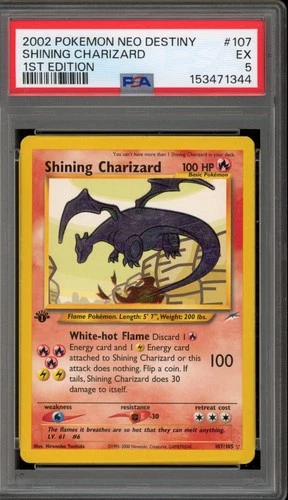 Pokemon Shining Charizard Neo Destiny 1st Edition Holo Secret Rare #107 PSA 5