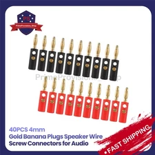 40PCS Banana Plugs 4mm Gold Plated Audio Jack Speaker Wire Cable Screw Connector