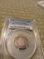 1796 10c Dime Fine Graded Not Gradable Env Damage PCGS SLAB Draped Bust. Nice