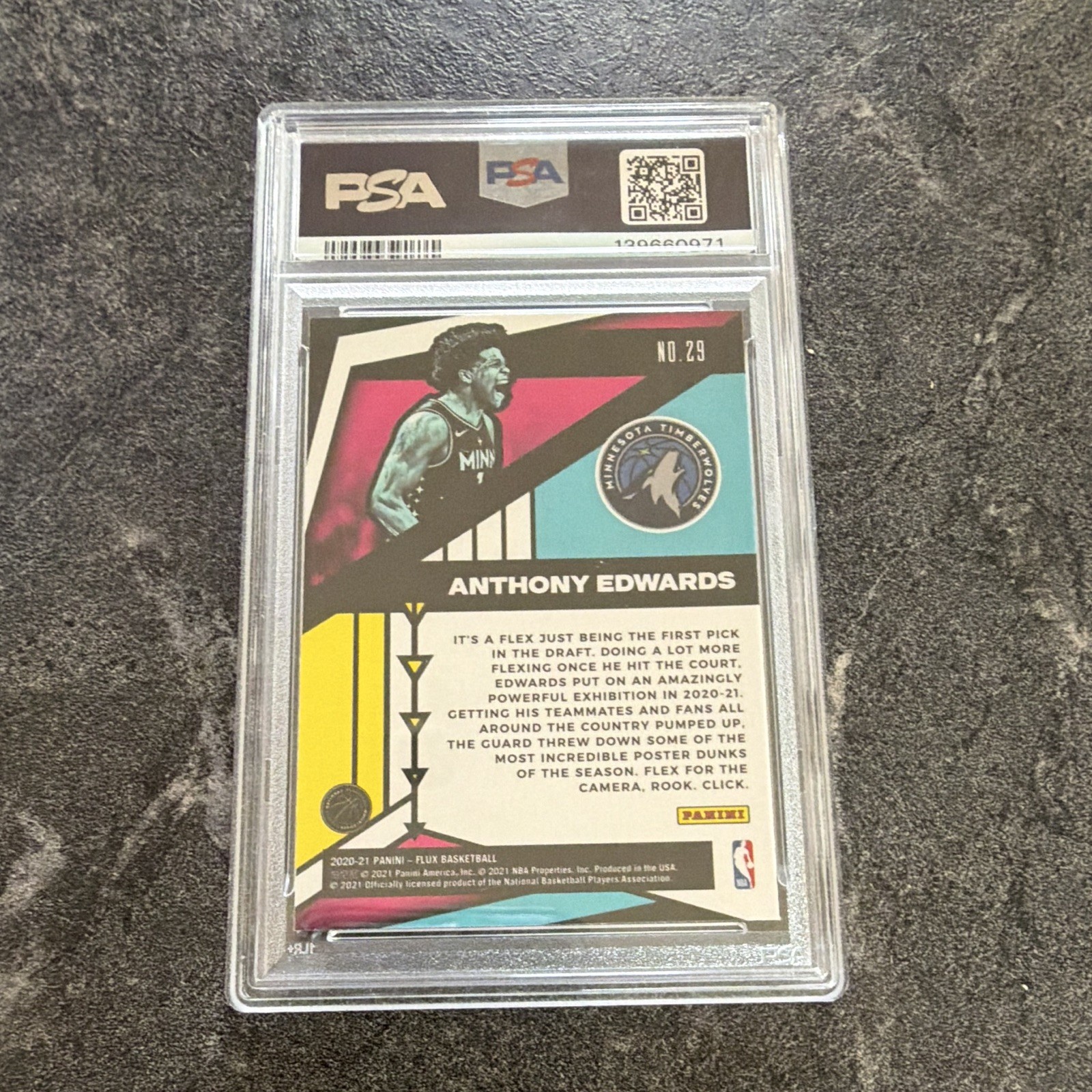 Panini 2020-21 Flux Flux Appeal #29 Anthony Edwards Rookie PSA 10 view 2