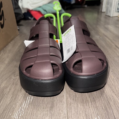 Crocs | NEW! Stomp Fisherman Platform Sandals - Black Men 7 Women 9 - Picture 2 of 6