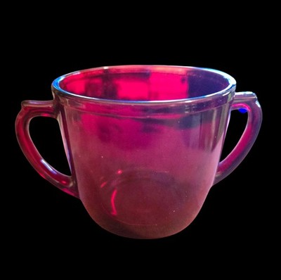 Vintage Ruby Red Glass Cream Soup & Tea Cup   Depression Era Style