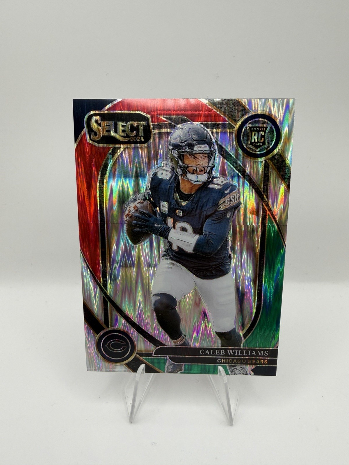 2024 Panini Select - Club Level Caleb Williams #216 Green & Red Shock Prizm (RC)