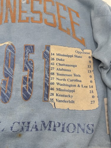 Vintage Mens 1951 Tennessee Volunteers National Champions Sweatshirt Vols Large - Picture 2 of 12