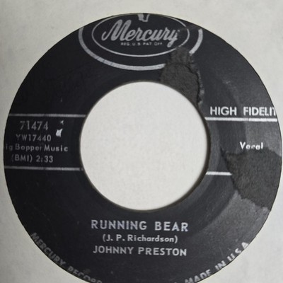 Johnny Preston Running Bear / My Heart Knows 7'' 45 Mercury 71474X45