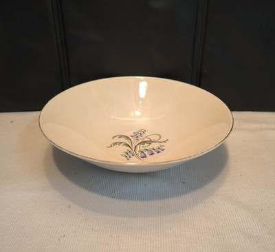 HTF Vintage Edwin M Knowles Accent Line 9'' Vegetable Bowl Nappy Bluebells & Gold