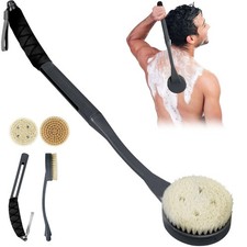 Back Scrubber for Shower, 20.5" Anti Slip Long Handle Bath Brush, Grey