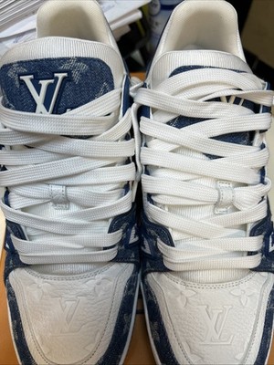 Louis Vuitton Monogram LV Trainer Blue Denim Size 10 Men's