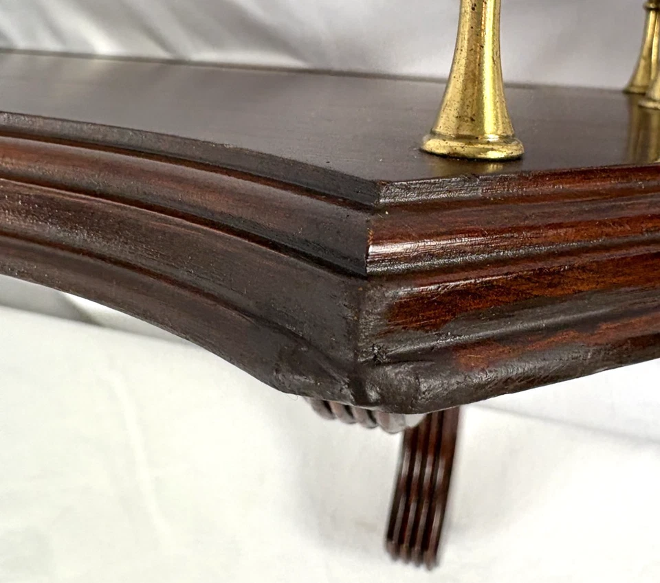 Ethan Allen Vintage Georgian Court Cherry 24" Wood Wall Shelf Brass Rails Read - Image 4 of 4