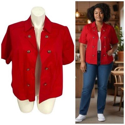 Roz & Ali Blazer Womens 3X Red Jacket Workwear Business Casual Professional