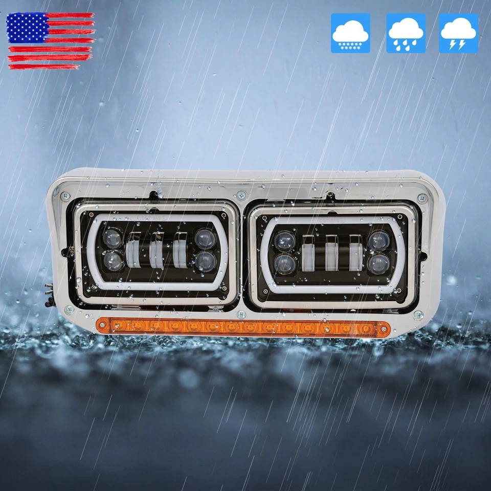 LED DRL Projector Headlights Lamp For Western Star 4800 For Kenworth W900 81-19 Foto 3 de 4