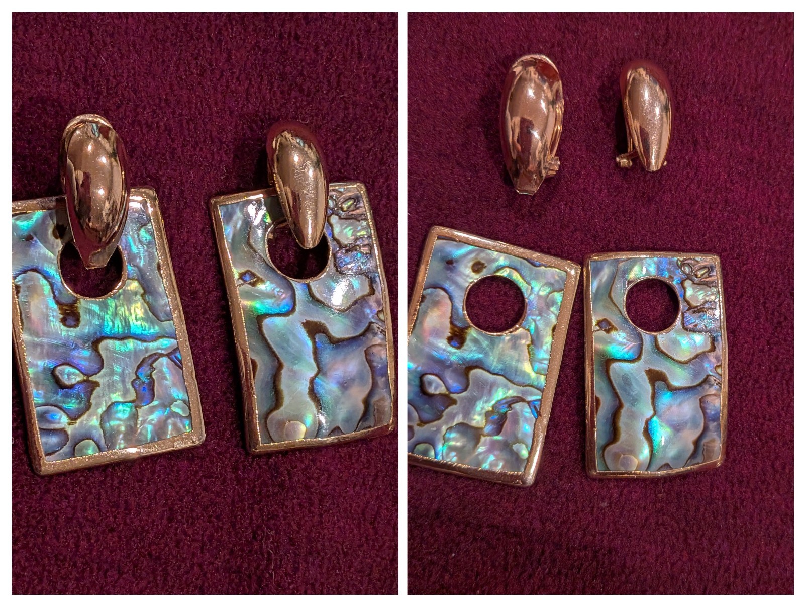 Versatile Paua Abalone Shell Dangle Earrings Irid… - image 1